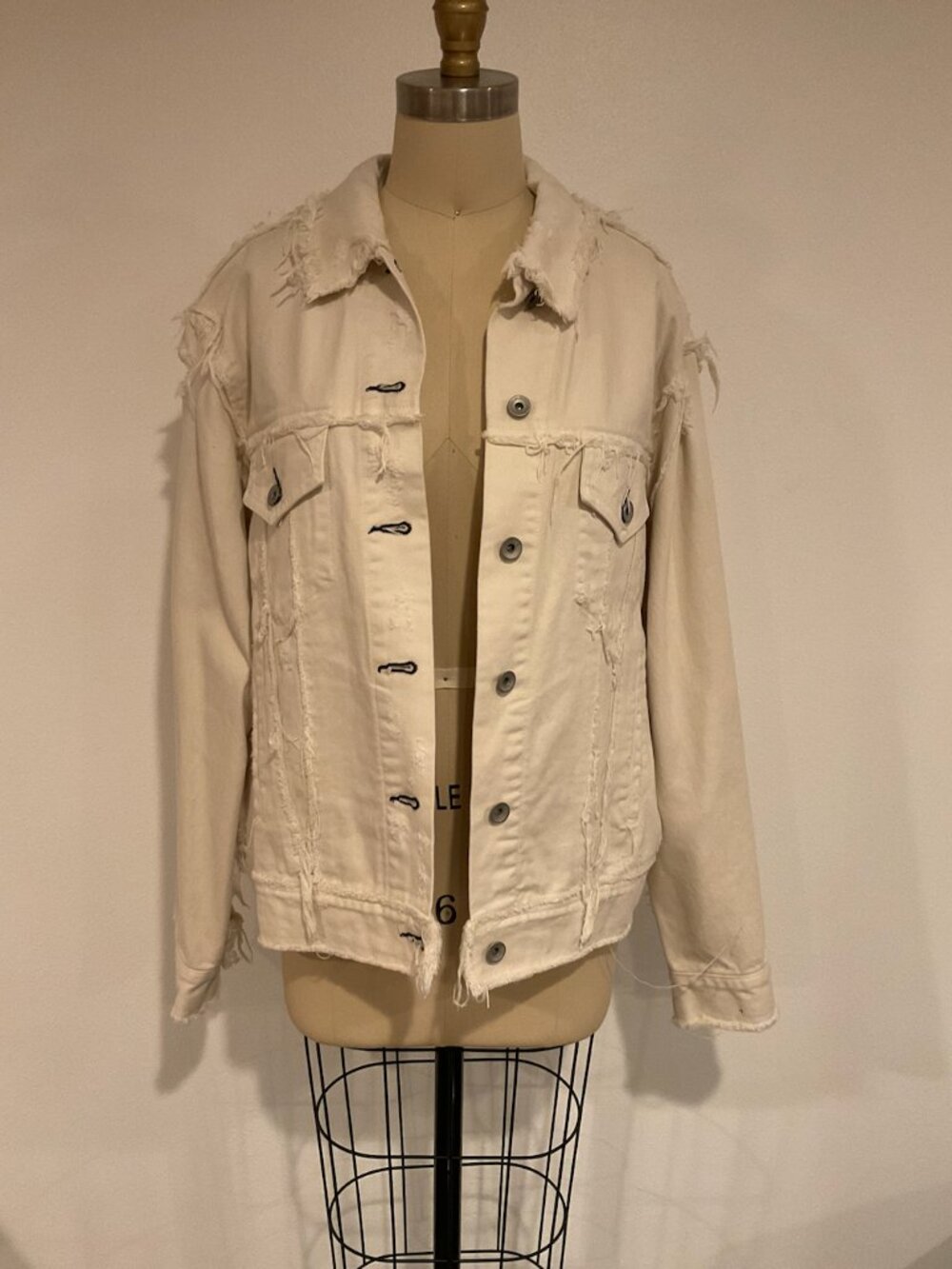 rag & bone x Disney Cruella white distressed utility/denim jacket